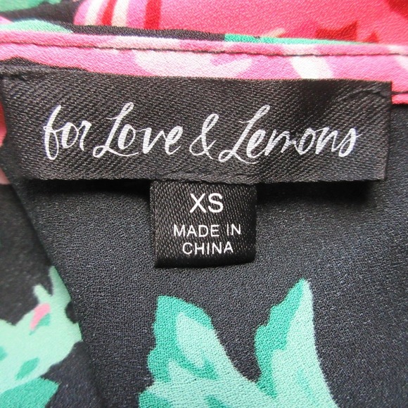 For Love & Lemons Becca Backless Maxi Dress XS Black Pink Floral Slit Party 226 - Picture 3 of 10